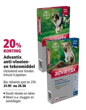 Aanbiedingen Advantix anti-vlooienen tekenmiddel - Advantix - Geldig van 27/03/2017 tot 09/04/2017 bij Welkoop