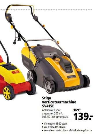Aanbiedingen Stiga verticuteermachine sv415e - Stiga - Geldig van 27/03/2017 tot 09/04/2017 bij Welkoop