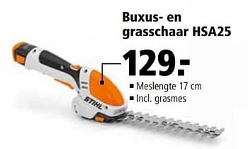 Aanbiedingen Stihl buxus- en grasschaar hsa25 - Stihl - Geldig van 27/03/2017 tot 09/04/2017 bij Welkoop