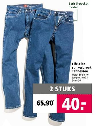Aanbiedingen Life-line spijkerbroek tennessee - Life-line - Geldig van 27/03/2017 tot 09/04/2017 bij Welkoop