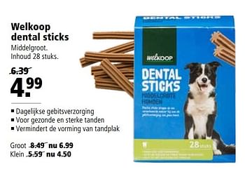 Aanbiedingen Welkoop dental sticks - Huismerk - Welkoop - Geldig van 27/03/2017 tot 09/04/2017 bij Welkoop