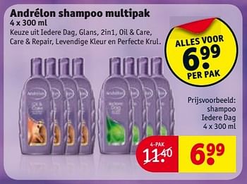 Aanbiedingen Andrélon shampoo multipak,shampoo iedere dag - Andrelon - Geldig van 28/03/2017 tot 09/04/2017 bij Kruidvat