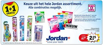 Aanbiedingen Tandenborstel kids 3-5 jaar - Jordan - Geldig van 28/03/2017 tot 09/04/2017 bij Kruidvat