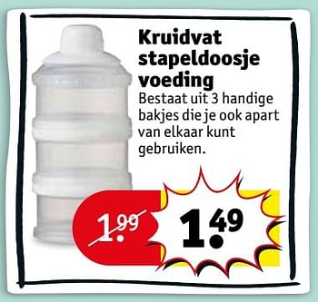 Aanbiedingen Kruidvat stapeldoosje voeding - Huismerk - Kruidvat - Geldig van 28/03/2017 tot 09/04/2017 bij Kruidvat