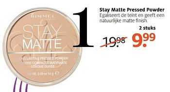 Aanbiedingen Stay matte pressed powder - Rimmel - Geldig van 03/04/2017 tot 09/04/2017 bij Etos