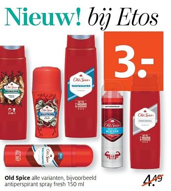 Aanbiedingen Antiperspirant spray fresh - Old Spice - Geldig van 03/04/2017 tot 09/04/2017 bij Etos