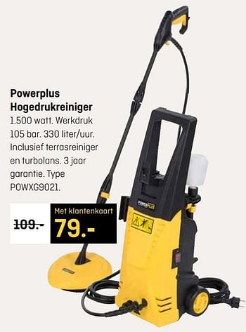 Aanbiedingen Powerplus hogedrukreiniger powxg9021. - Powerplus - Geldig van 03/04/2017 tot 16/04/2017 bij Hubo