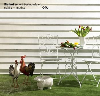 Aanbiedingen Bistrot set wit bestaande uit: tafel + 2 stoelen - Huismerk - Multi Bazar - Geldig van 02/04/2017 tot 30/04/2017 bij Multi Bazar