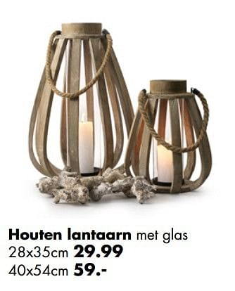 Aanbiedingen Houten lantaarn met glas - Huismerk - Multi Bazar - Geldig van 02/04/2017 tot 30/04/2017 bij Multi Bazar