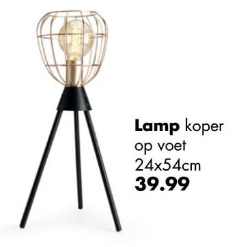 Aanbiedingen Lamp koper op voet - Huismerk - Multi Bazar - Geldig van 02/04/2017 tot 30/04/2017 bij Multi Bazar