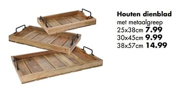 Aanbiedingen Houten dienblad met metaalgreep - Huismerk - Multi Bazar - Geldig van 02/04/2017 tot 30/04/2017 bij Multi Bazar