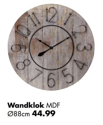 Aanbiedingen Wandklok mdf - Huismerk - Multi Bazar - Geldig van 02/04/2017 tot 30/04/2017 bij Multi Bazar