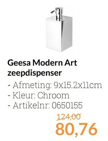 Aanbiedingen Geesa modern art zeepdispenser - Geesa - Geldig van 01/04/2017 tot 30/04/2017 bij Sanitairwinkel