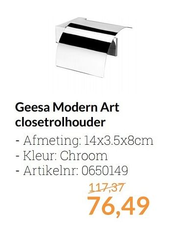 Aanbiedingen Geesa modern art closetrolhouder - Geesa - Geldig van 01/04/2017 tot 30/04/2017 bij Sanitairwinkel