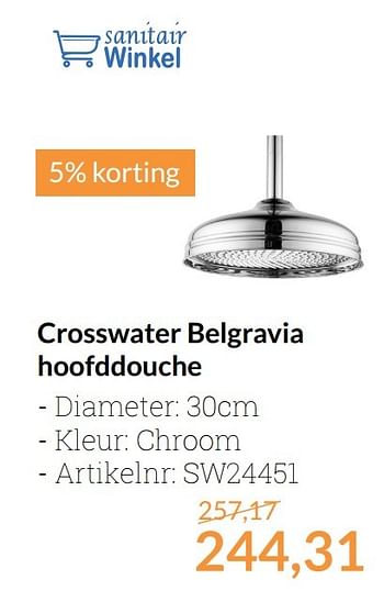 Aanbiedingen Crosswater belgravia hoofddouche - Crosswater - Geldig van 01/04/2017 tot 30/04/2017 bij Sanitairwinkel