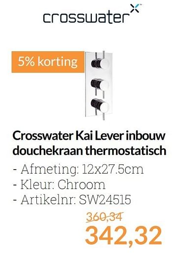 Aanbiedingen Crosswater kai lever inbouw douchekraan thermostatisch - Crosswater - Geldig van 01/04/2017 tot 30/04/2017 bij Sanitairwinkel