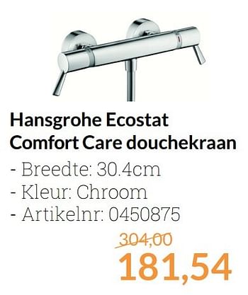 Aanbiedingen Hansgrohe ecostat comfort care douchekraan - Hansgrohe - Geldig van 01/04/2017 tot 30/04/2017 bij Sanitairwinkel