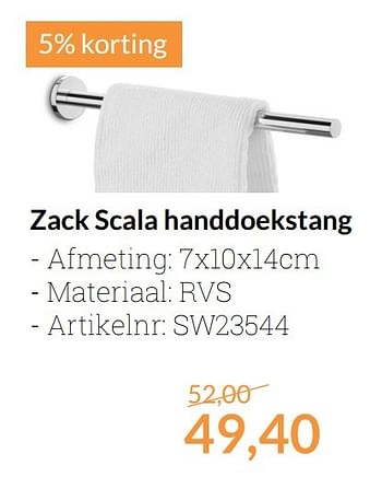 Aanbiedingen Zack scala handdoekstang - Zack - Geldig van 01/04/2017 tot 30/04/2017 bij Sanitairwinkel