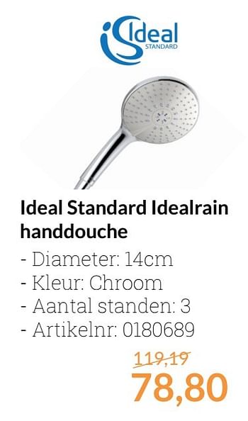 Aanbiedingen Ideal standard idealrain handdouche - Ideal Standard - Geldig van 01/04/2017 tot 30/04/2017 bij Sanitairwinkel