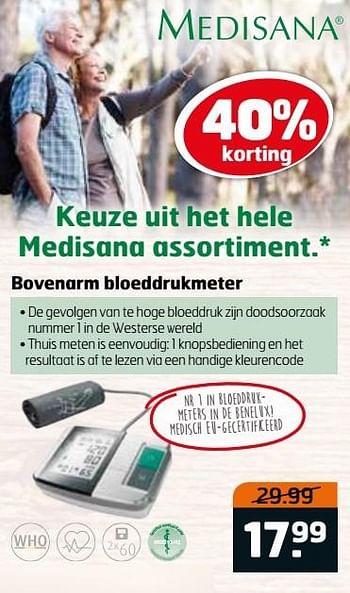 Aanbiedingen Bovenarm bloeddrukmeter - Medisana - Geldig van 28/03/2017 tot 09/04/2017 bij Trekpleister