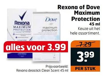 Aanbiedingen Rexona deostick clean scent - Rexona - Geldig van 28/03/2017 tot 09/04/2017 bij Trekpleister