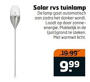 Aanbiedingen Solar rvs tuinlamp - Huismerk - Trekpleister - Geldig van 28/03/2017 tot 09/04/2017 bij Trekpleister