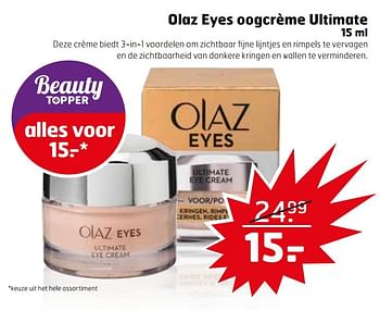 Aanbiedingen Olaz eyes oogcrème ultimate - Olaz - Geldig van 28/03/2017 tot 09/04/2017 bij Trekpleister