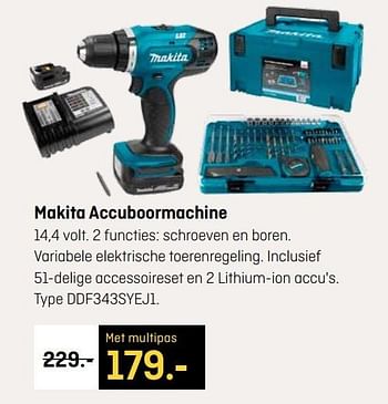 Aanbiedingen Makita accuboormachine - Makita - Geldig van 03/04/2017 tot 16/04/2017 bij Multimate