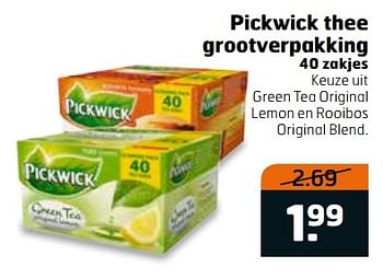Aanbiedingen Pickwick thee grootverpakking - Pickwick - Geldig van 28/03/2017 tot 09/04/2017 bij Trekpleister
