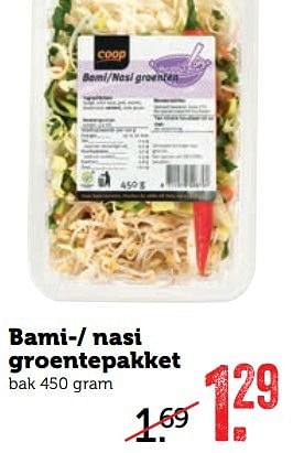 Aanbiedingen Bami-- nasi groentepakket - Huismerk - Coop - Geldig van 03/04/2017 tot 09/04/2017 bij Coop