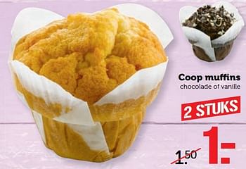 Aanbiedingen Coop muffins chocolade of vanille - Huismerk - Coop - Geldig van 03/04/2017 tot 09/04/2017 bij Coop