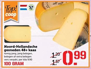 Aanbiedingen Noord-hollandsche gesneden 48+ kaas - Huismerk - Coop - Geldig van 03/04/2017 tot 09/04/2017 bij Coop