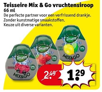 Aanbiedingen Teisseire mix + go vruchtensiroop - Teisseire - Geldig van 28/03/2017 tot 09/04/2017 bij Kruidvat
