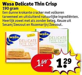Aanbiedingen Wasa delicate thin crisp - Wasa - Geldig van 28/03/2017 tot 09/04/2017 bij Kruidvat