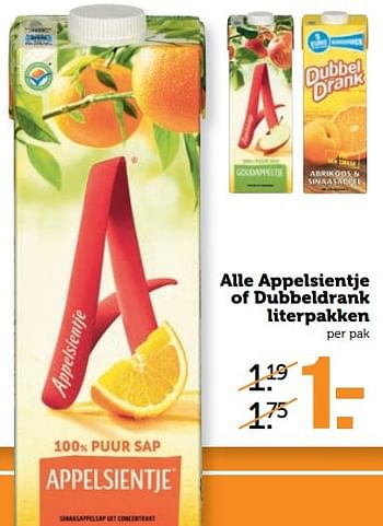 Aanbiedingen Alle appelsientje of dubbeldrank literpakken - Appelsientje - Geldig van 03/04/2017 tot 09/04/2017 bij Coop
