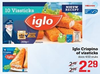 Aanbiedingen Iglo crispino of vissticks - Iglo - Geldig van 03/04/2017 tot 09/04/2017 bij Coop