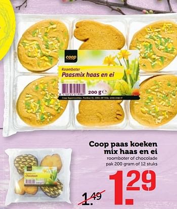 Aanbiedingen Coop paas koeken mix haas en ei - Huismerk - Coop - Geldig van 03/04/2017 tot 09/04/2017 bij Coop