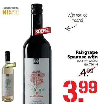 Aanbiedingen Fairgrape spaanse wijn - Rode wijnen - Geldig van 03/04/2017 tot 09/04/2017 bij Coop