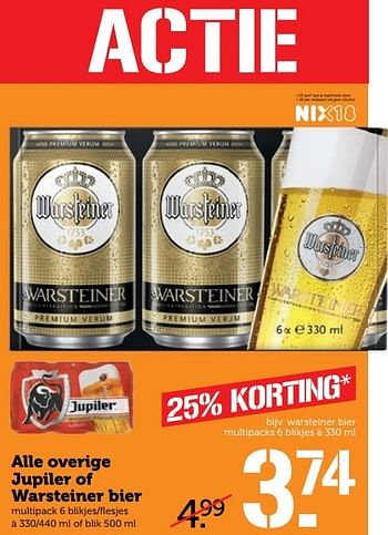 Aanbiedingen Alle overige jupiler of warsteiner bier - Huismerk - Coop - Geldig van 03/04/2017 tot 09/04/2017 bij Coop