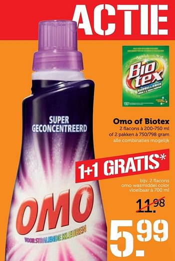 Aanbiedingen Omo of biotex - Omo - Geldig van 03/04/2017 tot 09/04/2017 bij Coop