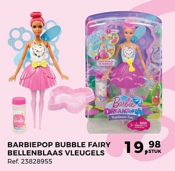 Aanbiedingen Barbiepop bubble fairy bellenblaas vleugels - Mattel - Geldig van 04/04/2017 tot 02/05/2017 bij Supra Bazar