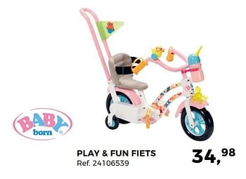 Aanbiedingen Play + fun fiets - Baby Born - Geldig van 04/04/2017 tot 02/05/2017 bij Supra Bazar