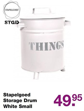 Aanbiedingen Stapelgoed storage drum white small - Stapelgoed - Geldig van 20/03/2017 tot 31/05/2017 bij Baby & Tiener Megastore
