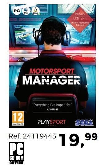 Aanbiedingen Motorsport manager - Sega - Geldig van 04/04/2017 tot 02/05/2017 bij Supra Bazar
