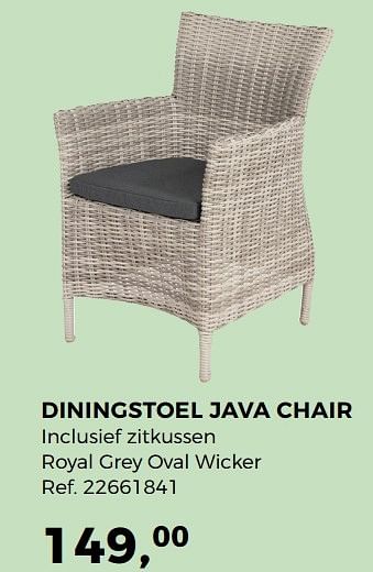 Aanbiedingen Diningstoel java chair inclusief zitkussen - Huismerk - Supra Bazar - Geldig van 04/04/2017 tot 02/05/2017 bij Supra Bazar