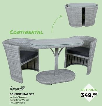 Aanbiedingen Continental set inclusief kussens royal grey wicker - Hartman - Geldig van 04/04/2017 tot 02/05/2017 bij Supra Bazar
