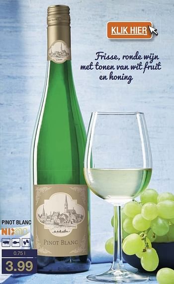 Aanbiedingen Pinot blanc - Witte wijnen - Geldig van 21/03/2017 tot 17/04/2017 bij Aldi