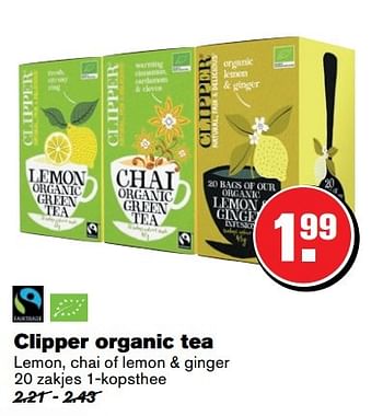 Aanbiedingen Clipper organic tea - Clipper - Geldig van 29/03/2017 tot 17/04/2017 bij Hoogvliet