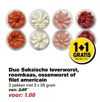 Aanbiedingen Duo saksische leverworst, roomkaas, ossenworst of filet americain - Huismerk - Hoogvliet - Geldig van 29/03/2017 tot 17/04/2017 bij Hoogvliet