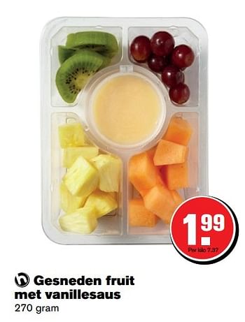 Aanbiedingen Gesneden fruit met vanillesaus - Huismerk - Hoogvliet - Geldig van 29/03/2017 tot 17/04/2017 bij Hoogvliet